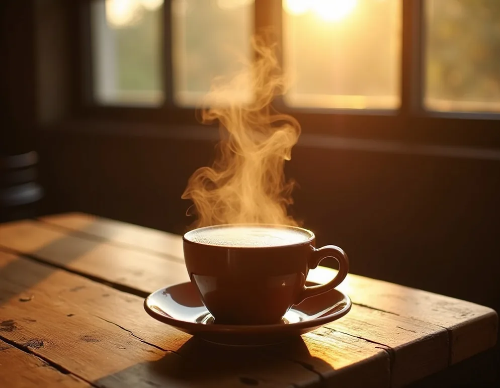 Fresh cappuccino with steam