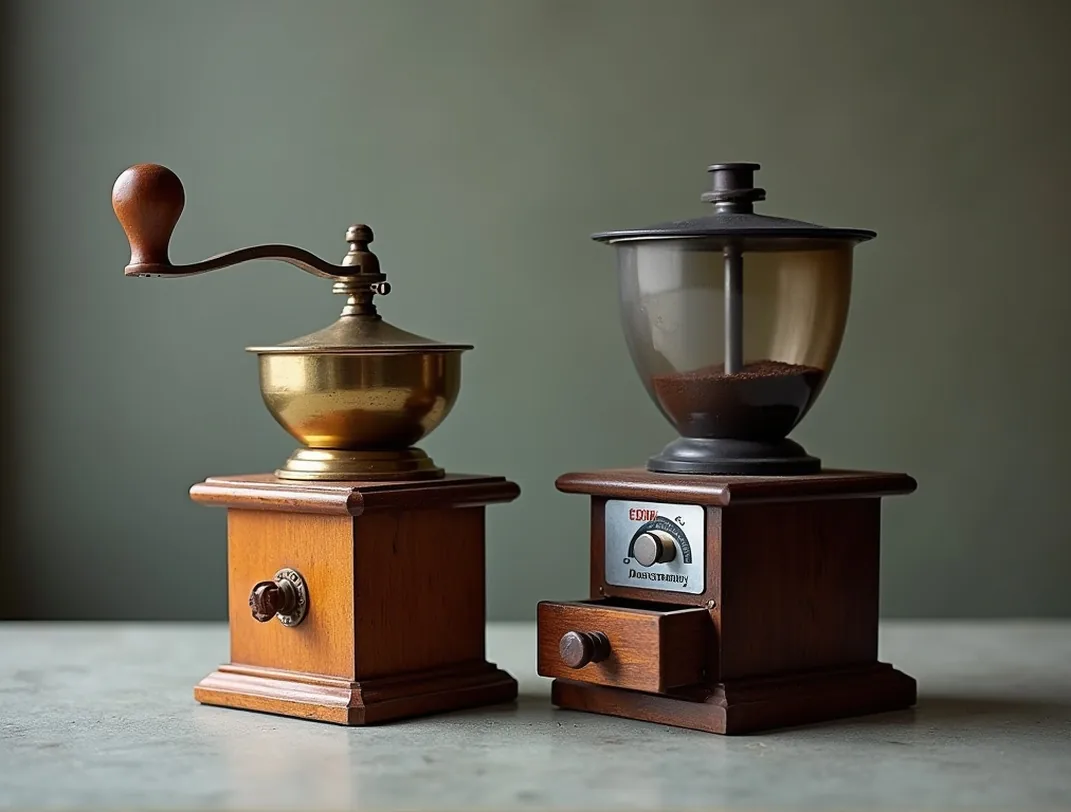 Manual and electric coffee grinders